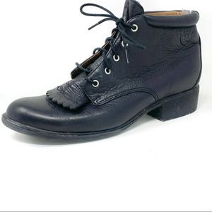 ARIAT Josie Black Pebbled Leather Kiltie Ankle Lacer Lace up Boots size 6.5B